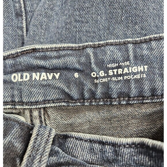 (3/$35) Old Navy Button Fly High Rise Straight Distressed Black Grey Jeans - Picture 5 of 11